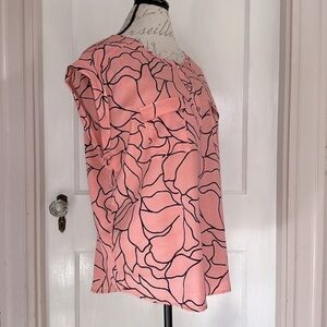 NEW YORK & COMPANY Peach and Black Floral Print Sheer Blouse